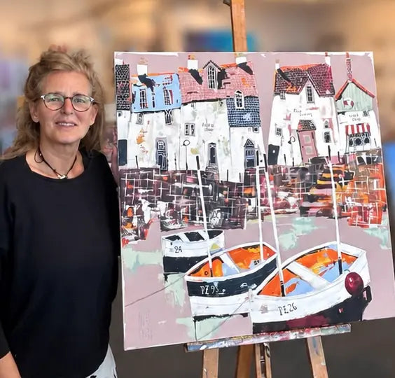 Cornish Harbour – Ein Hafen voller Geschichten | Originalgemälde 80 × 80 cm – Nicole Wenning