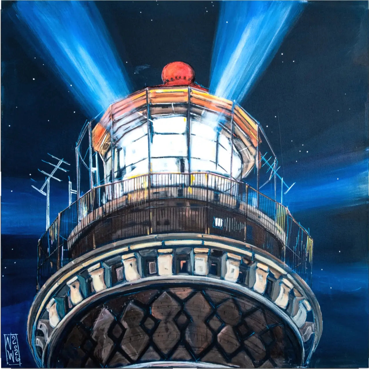 „Der neue Leuchtturm von Borkum“ Leinwanddruck von Nicole Wenning | Atelier am Meer