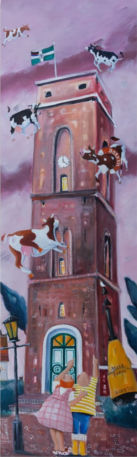Der alte Turm von Borkum Leinwanddruck auf Keilrahmen gemalt von Nicole Wenning