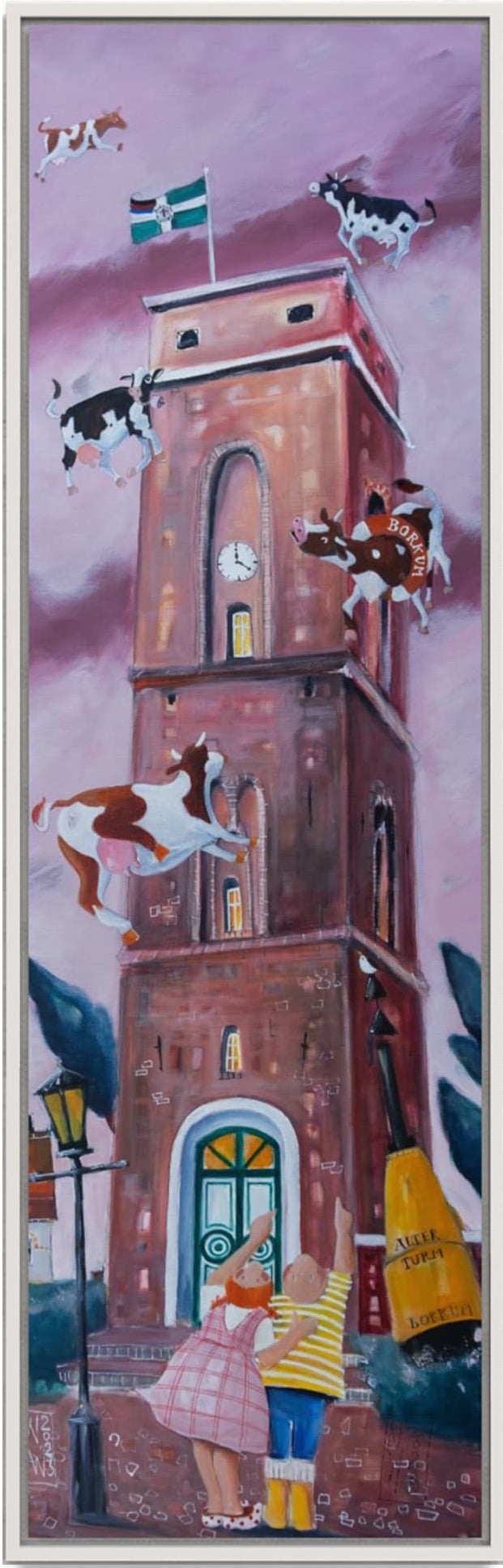Der alte Leuchtturm Borkum - Leinwanddruck auf Keilrahmen - Atelier am Meer