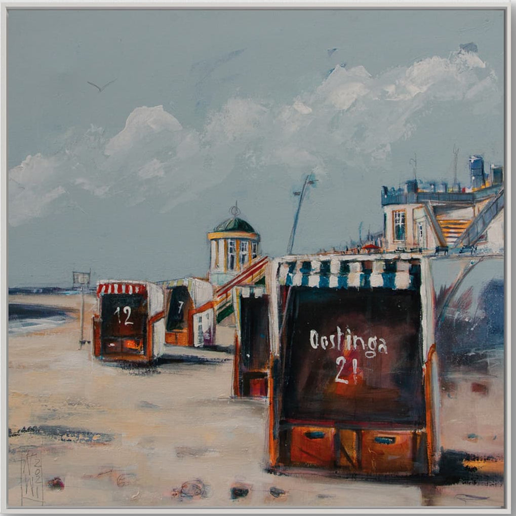 Borkum Promenade im Herbst leinwanddruck von Nicole Wenning