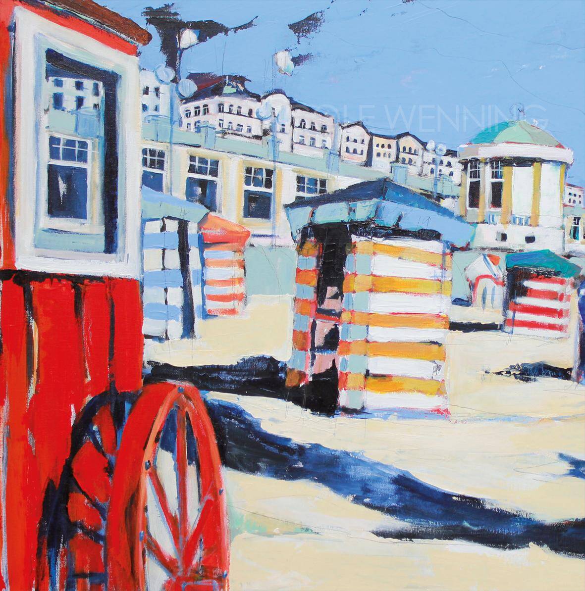 Badekarre an der Promenade Borkums gemalt von Nicole Wenning