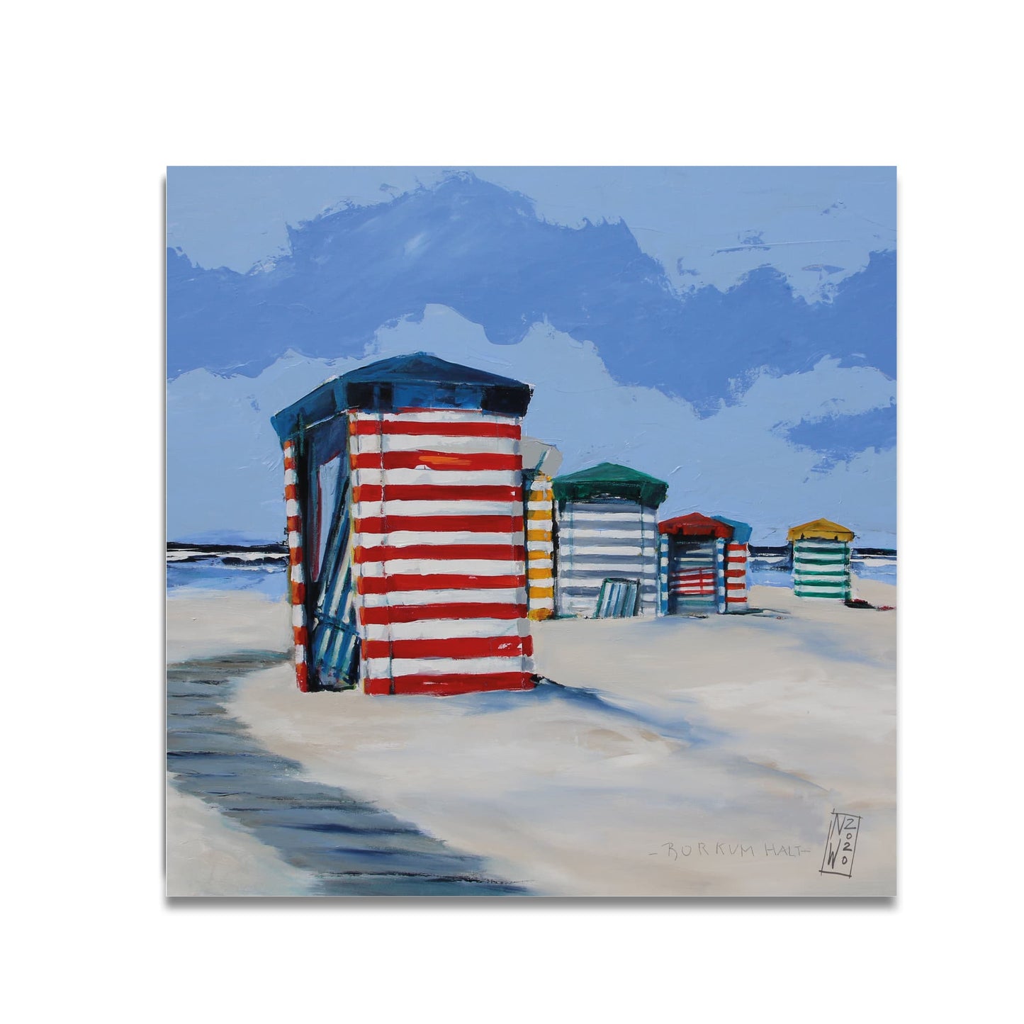 Strand, Zelte, Borkum Leinwanddruck auf Keilrahmen gemalt von Nicole Wenning