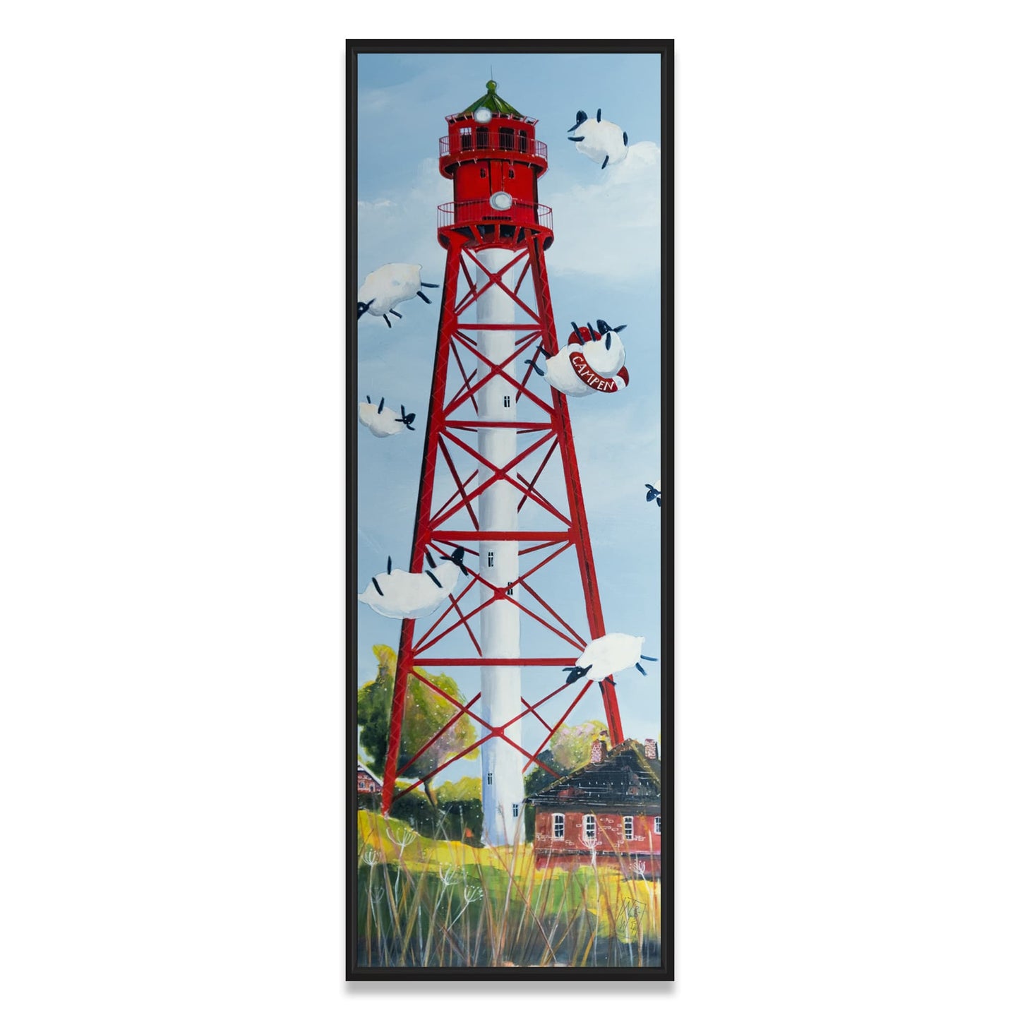 Der Leuchtturm von Campen Leinwand auf Keilrahmen von Nicole Wenning