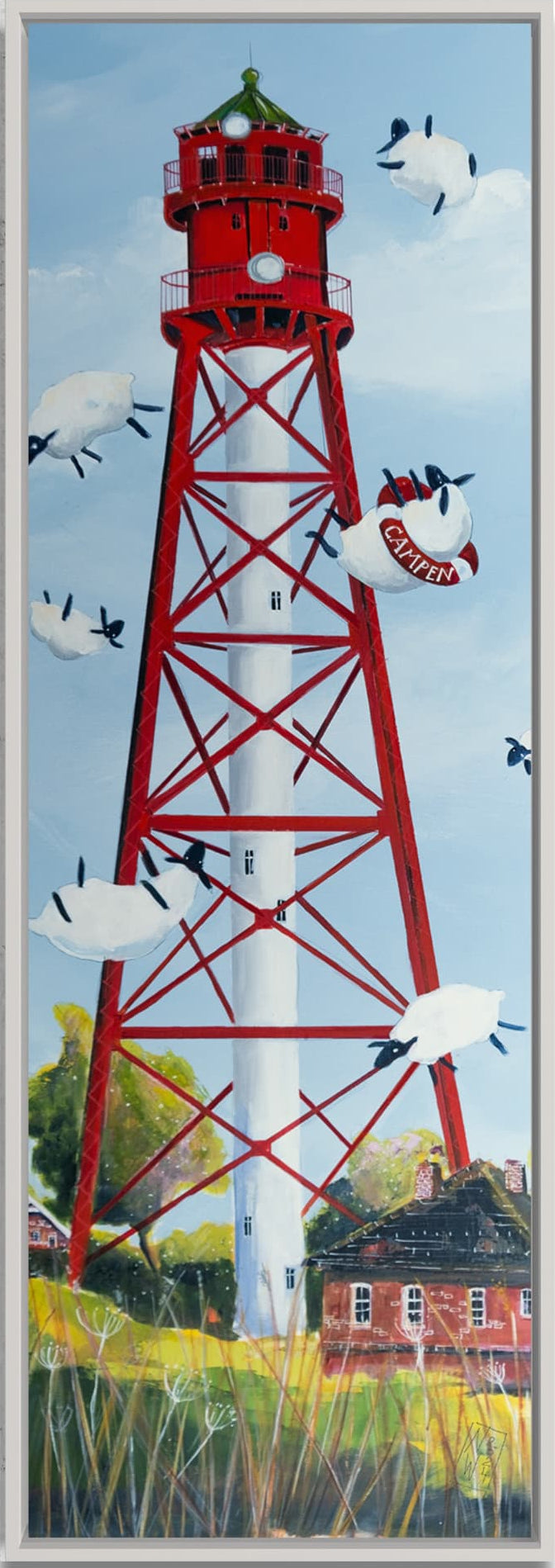 Der Leuchtturm von Campen Leinwand auf Keilrahmen gemalt von Nicole Wenning