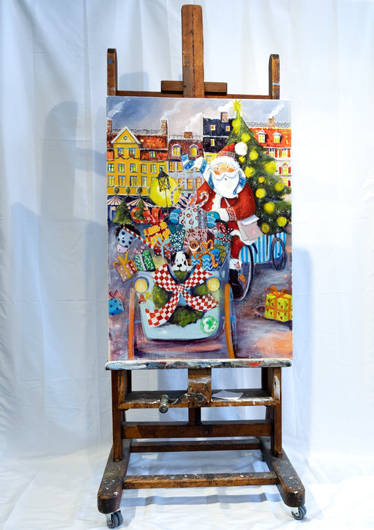 Christmas Lasten Fahrrad, Weihnachtsmann, Kopenhagen Original von Nicole Wenning Atelier am Meer Borkum