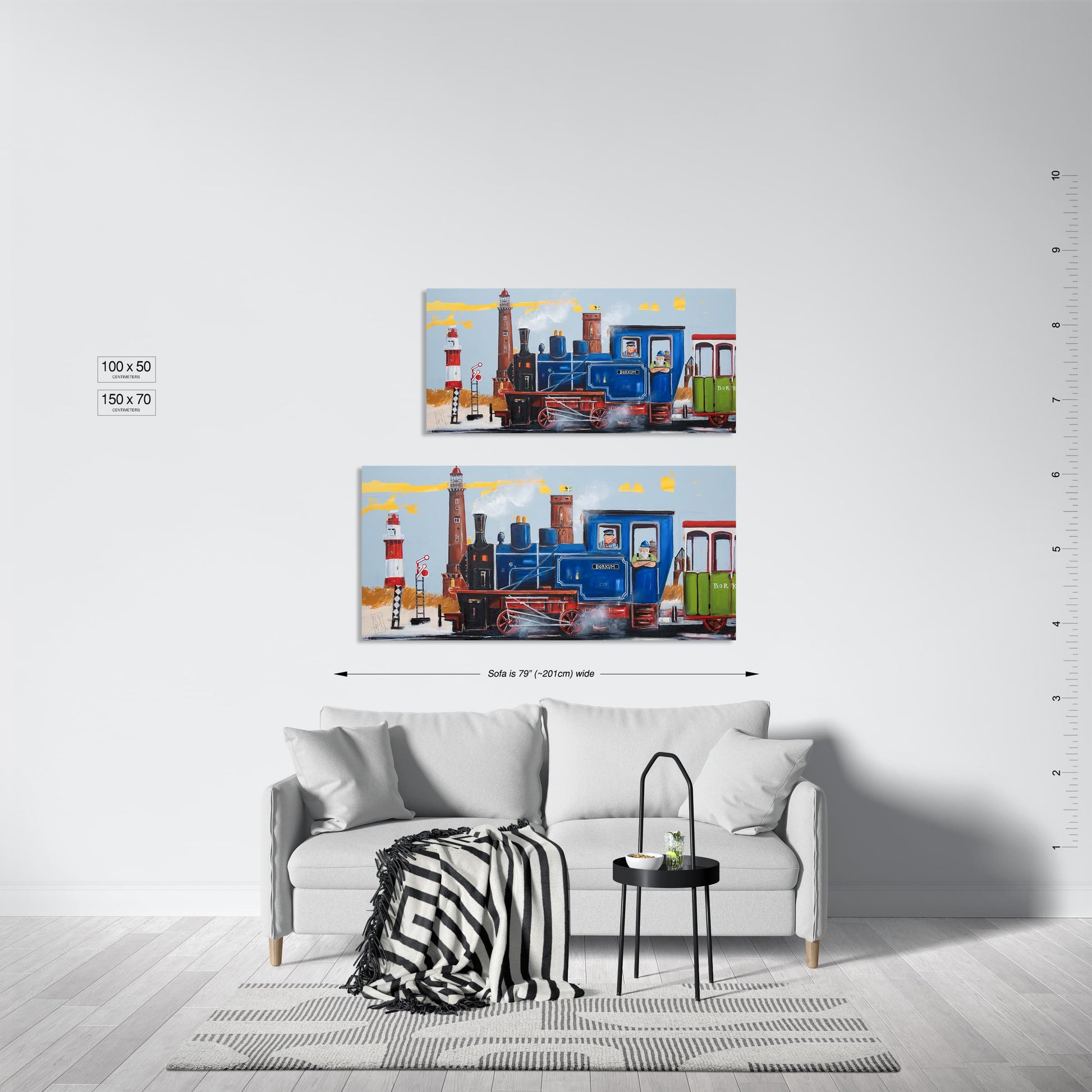 Borkumer Dampflok Leinwanddruck gemalt von Nicole Wenning