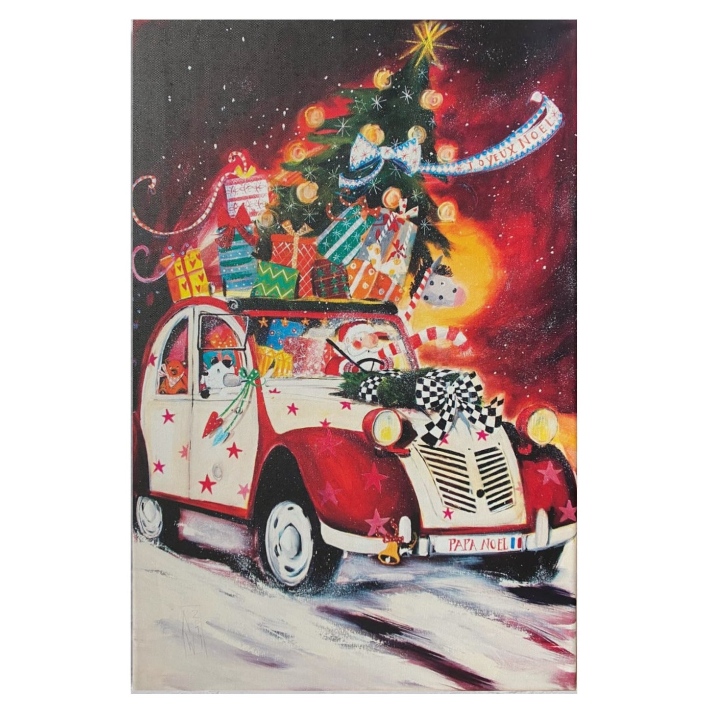 "Der Weihnachtsmann steuert eine Ente." - Leinwanddruck auf Keilrahmen - Atelier am Meer