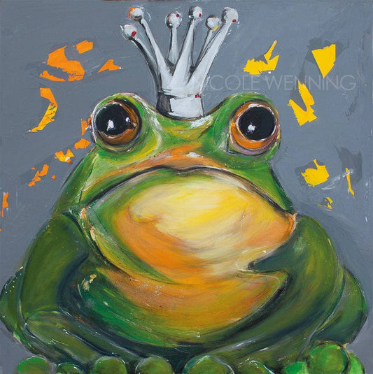 Der Froschkönig Leinwanddruck auf Keilrahmen illustriert von Nicole Wenning Atelier am Meer Borkum