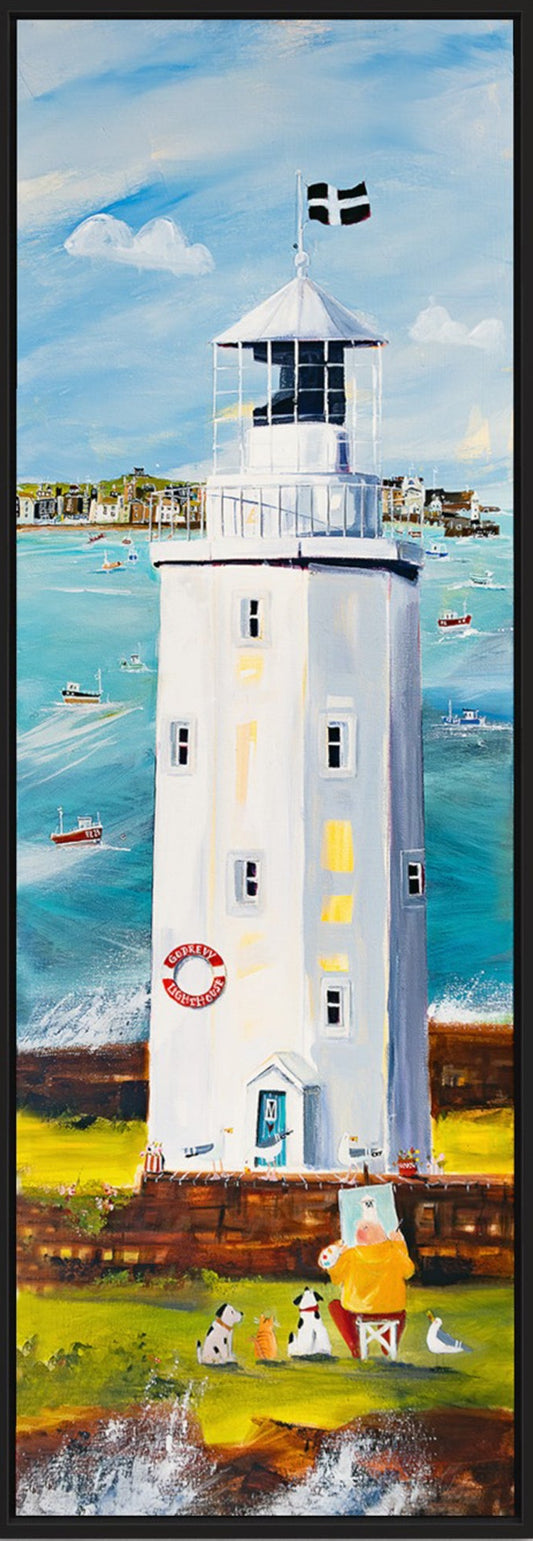 Der Leuchtturm von Godrevy leinwanddruck auf Keilrahmen gemalt von Nicole Wenning