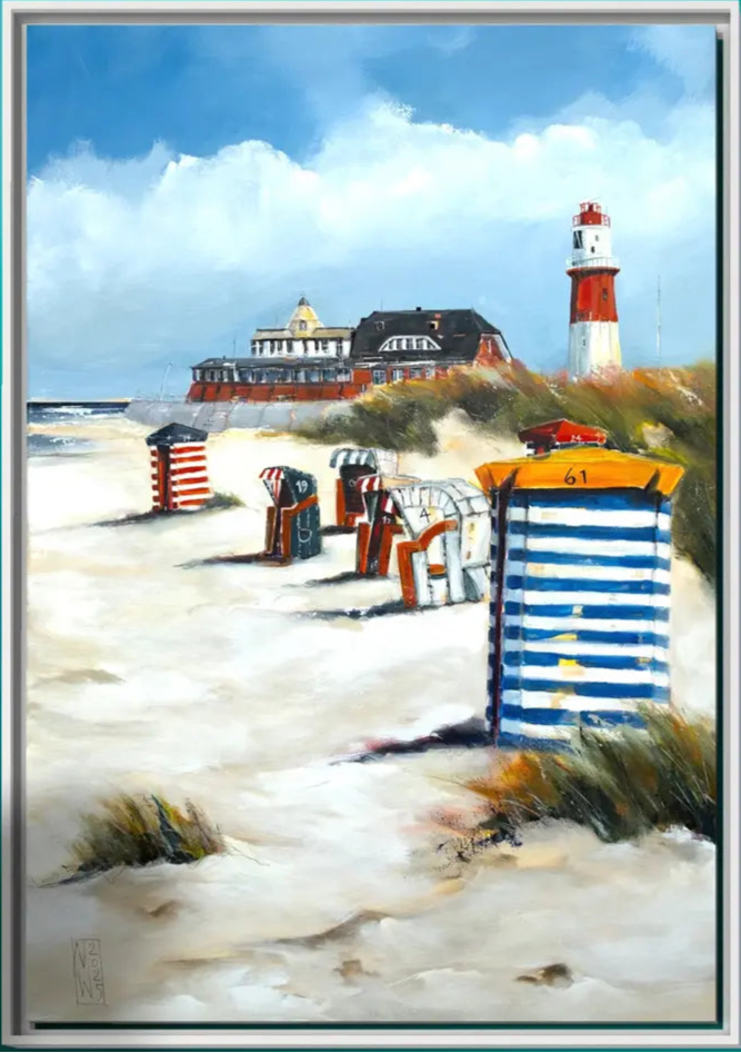 „Die heimliche Liebe am Südstrand von Borkum“ - Leinwanddruck auf Keilrahmen