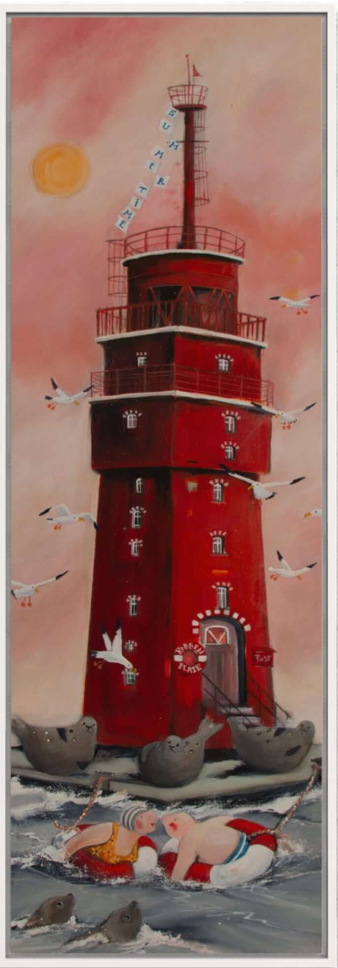 Der Leuchtturm vom Hiddensee Leinwanddruck auf Keilrahmen gemalt von Nicole Wenning