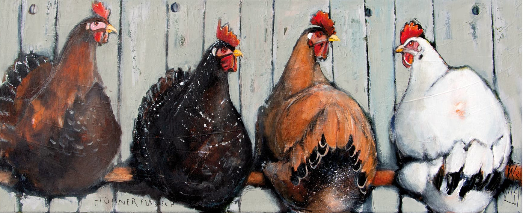 Hühner Leinwanddruck gemalt von Nicole wenning