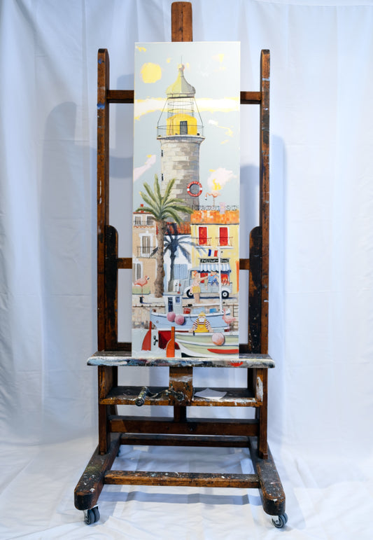 Der Der Leuchtturm Lee grau gemalt von Nicole Wenning Originalatelier am Meer Borkum