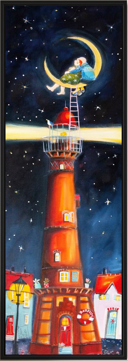 Neue Leuchtturm Borkum in the Moon gemalt von Nicole Wenning