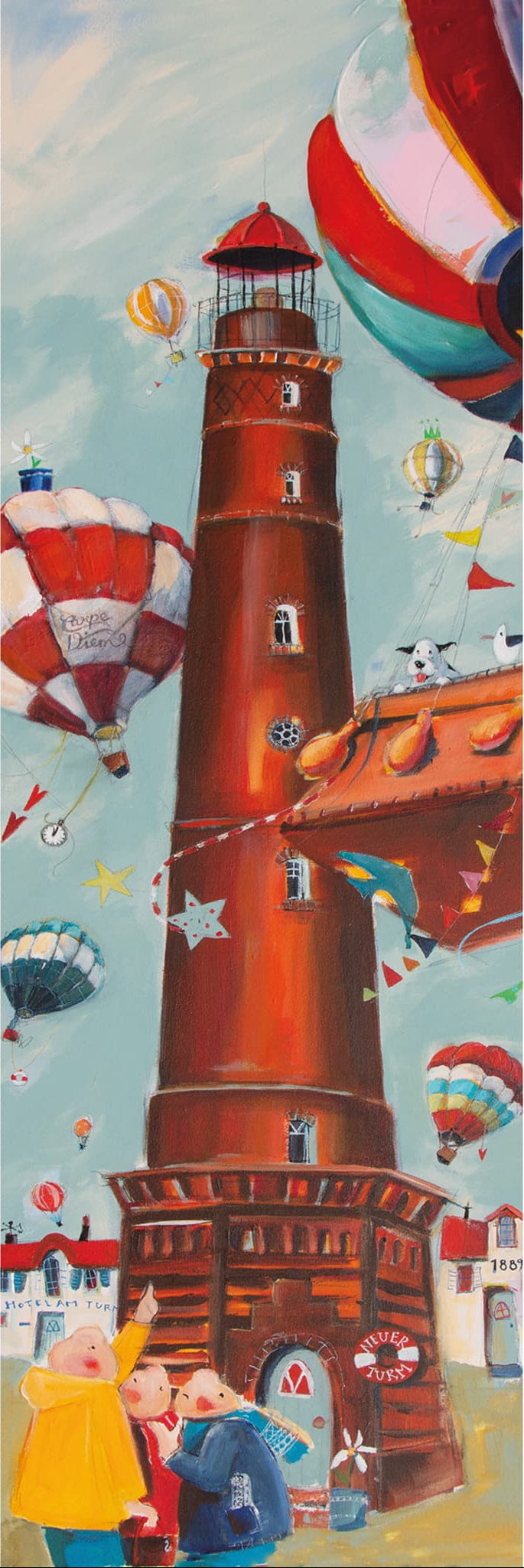 Neuer Turm mit Fesselballons gemalt von Nicole Wenning