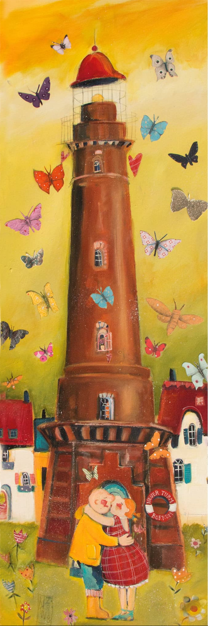 Neuer Leuchtturm mit Schmetterlingen gemalt von Nicole Wenning