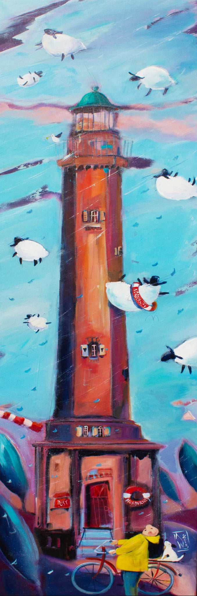 Norderney, Leuchtturm Leinwanddruck auf Keilrahmen gemalt von Nicole Wenning Atelier am Meer