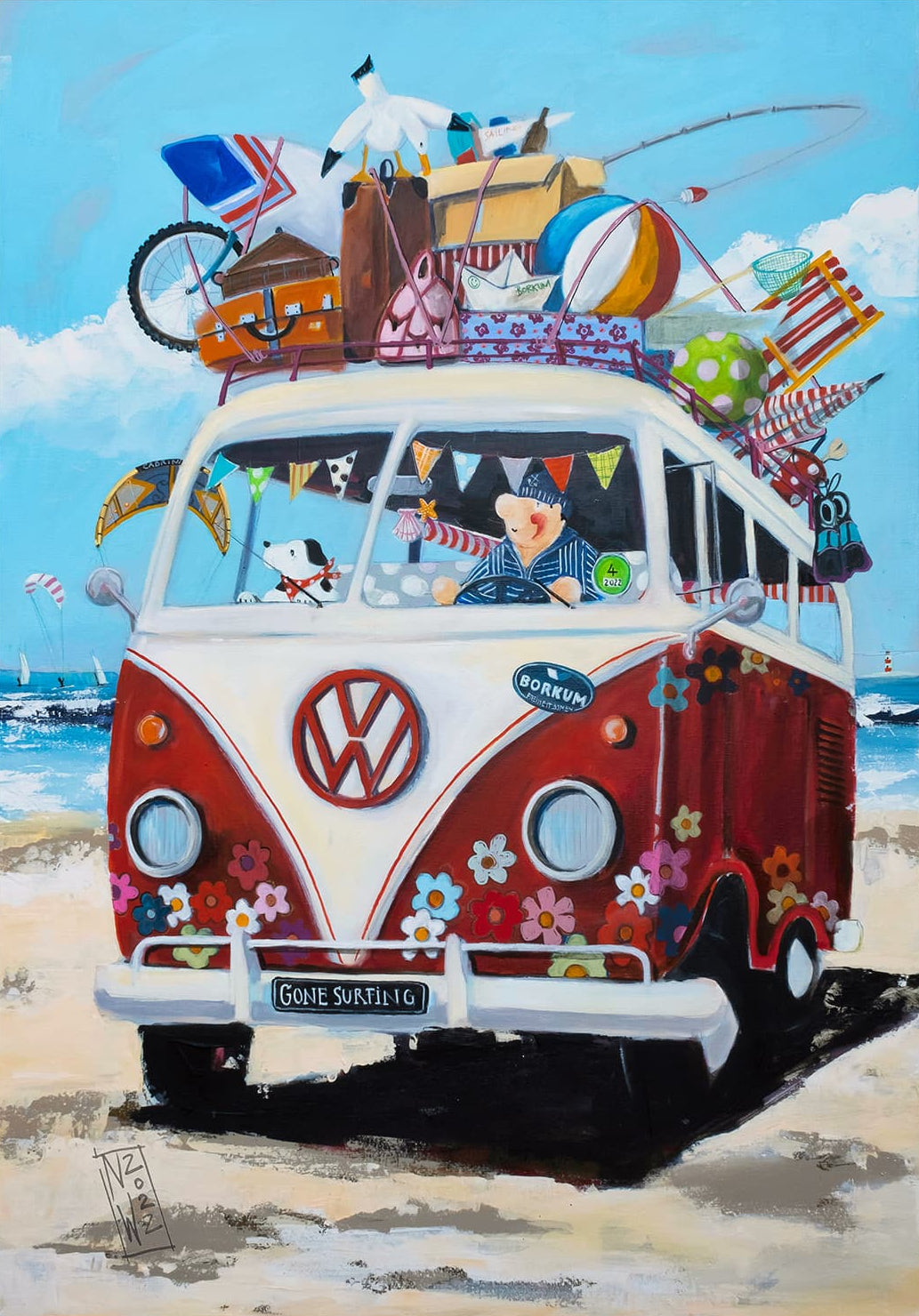 "Sommerbulli"- Leinwanddruck auf Keilrahmen - Atelier am Meer