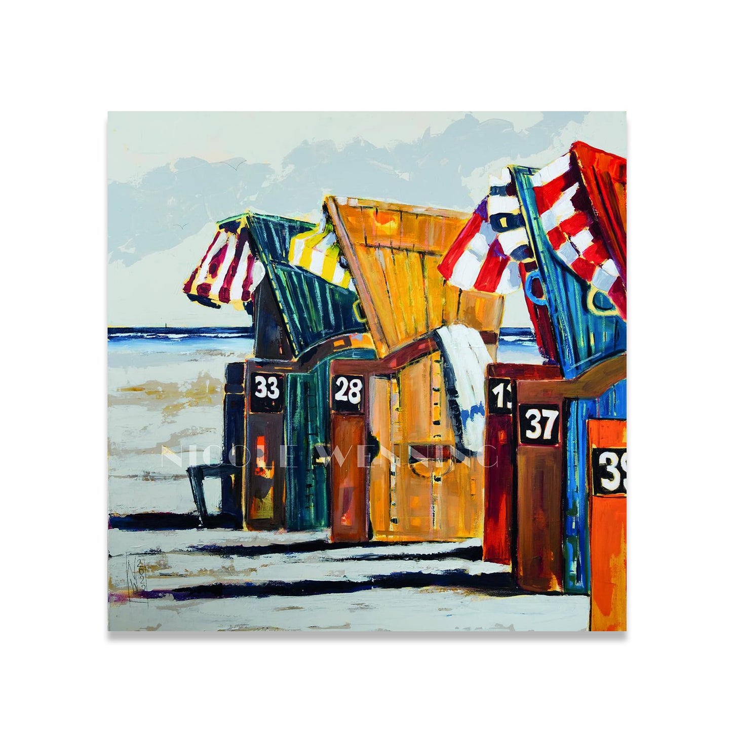 Die Strandkörbe Leinwanddruck auf Keilrahmen gemalt von Nicole Wenning Borkum