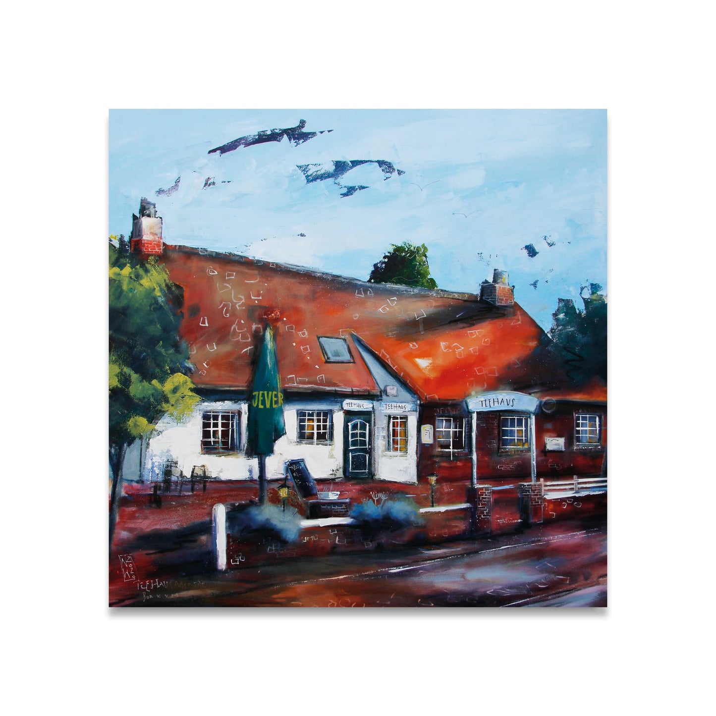 Das Teehaus Leinwanddruck auf Keilrahmen gemalt von Nicole Wenning Borkum