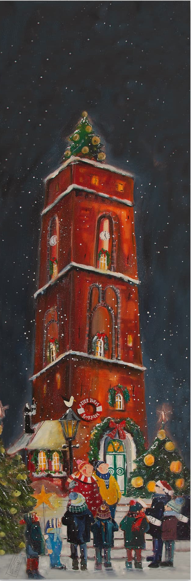 Borkum "Weihnachten am Turm" Leinwanddruck auf Keilrahmen - Atelier am Meer