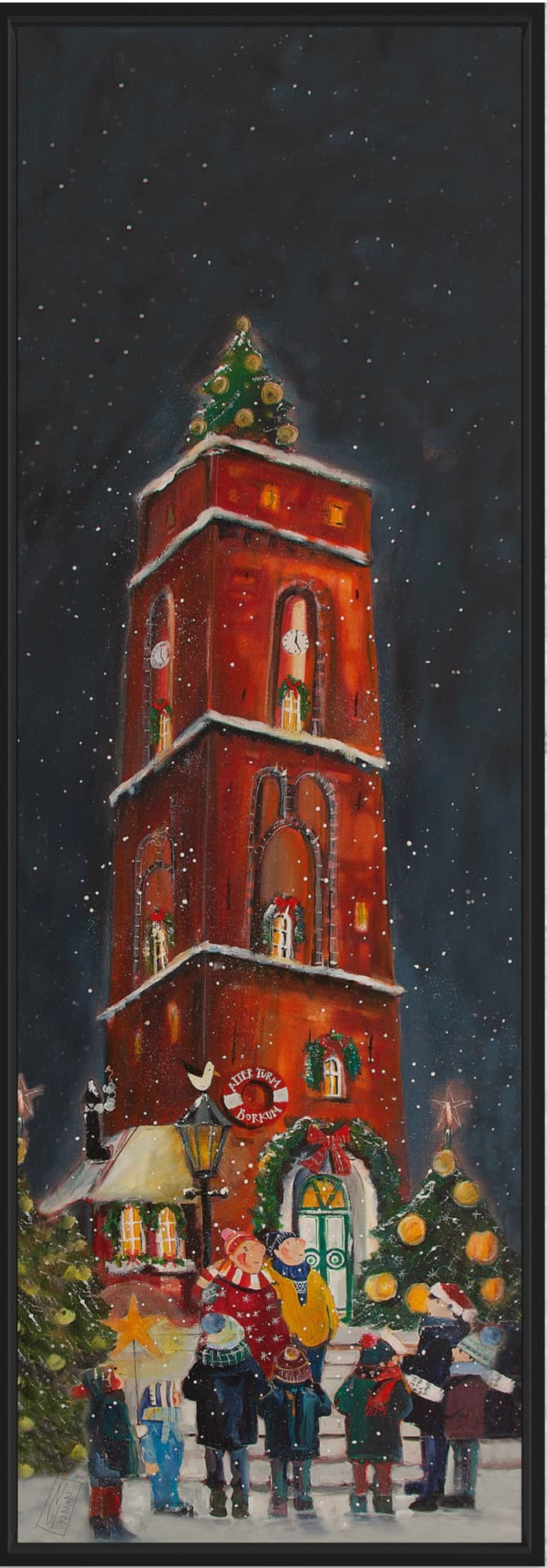 Borkum "Weihnachten am Turm" Leinwanddruck auf Keilrahmen - Atelier am Meer