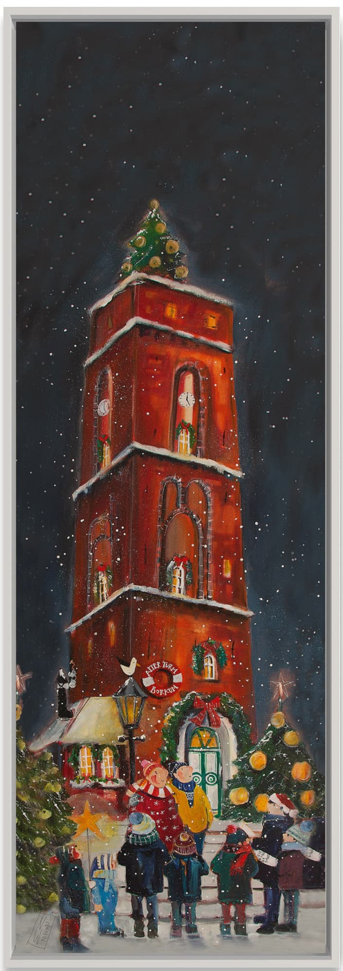 Borkum "Weihnachten am Turm" Leinwanddruck auf Keilrahmen - Atelier am Meer