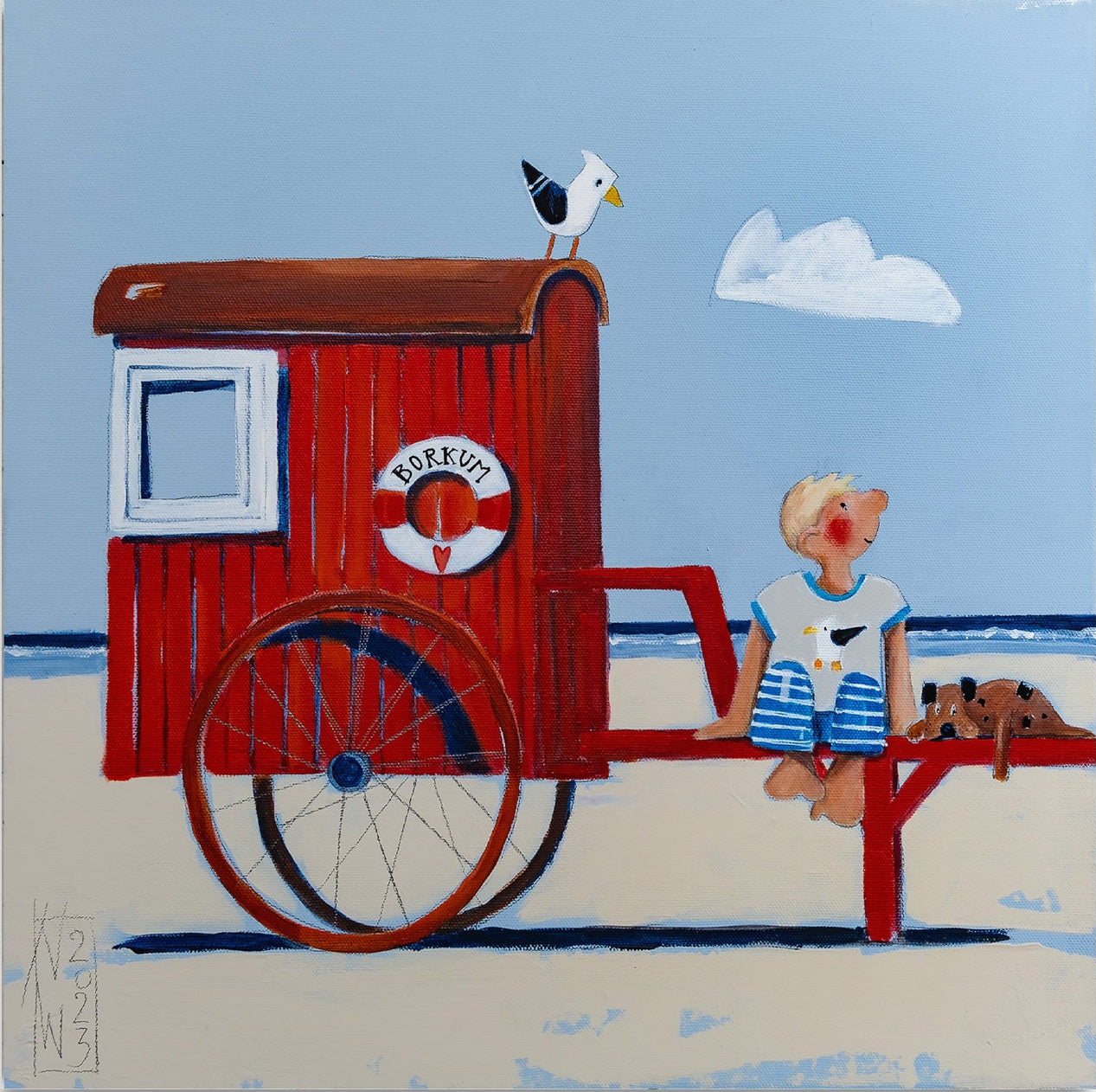 Sommer an der Promenade Fineartprint - Atelier am Meer