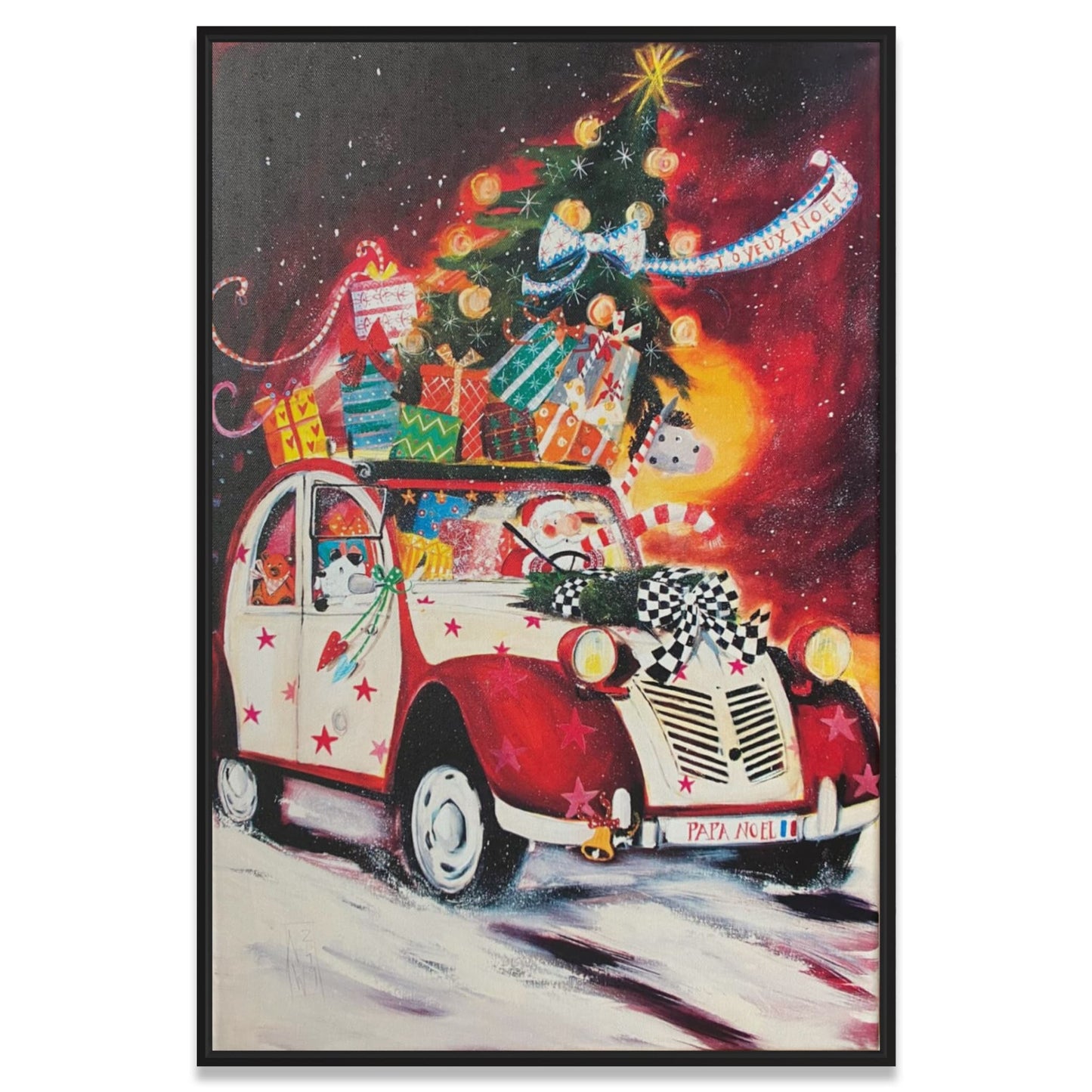 "Der Weihnachtsmann steuert eine Ente." - Leinwanddruck auf Keilrahmen - Atelier am Meer