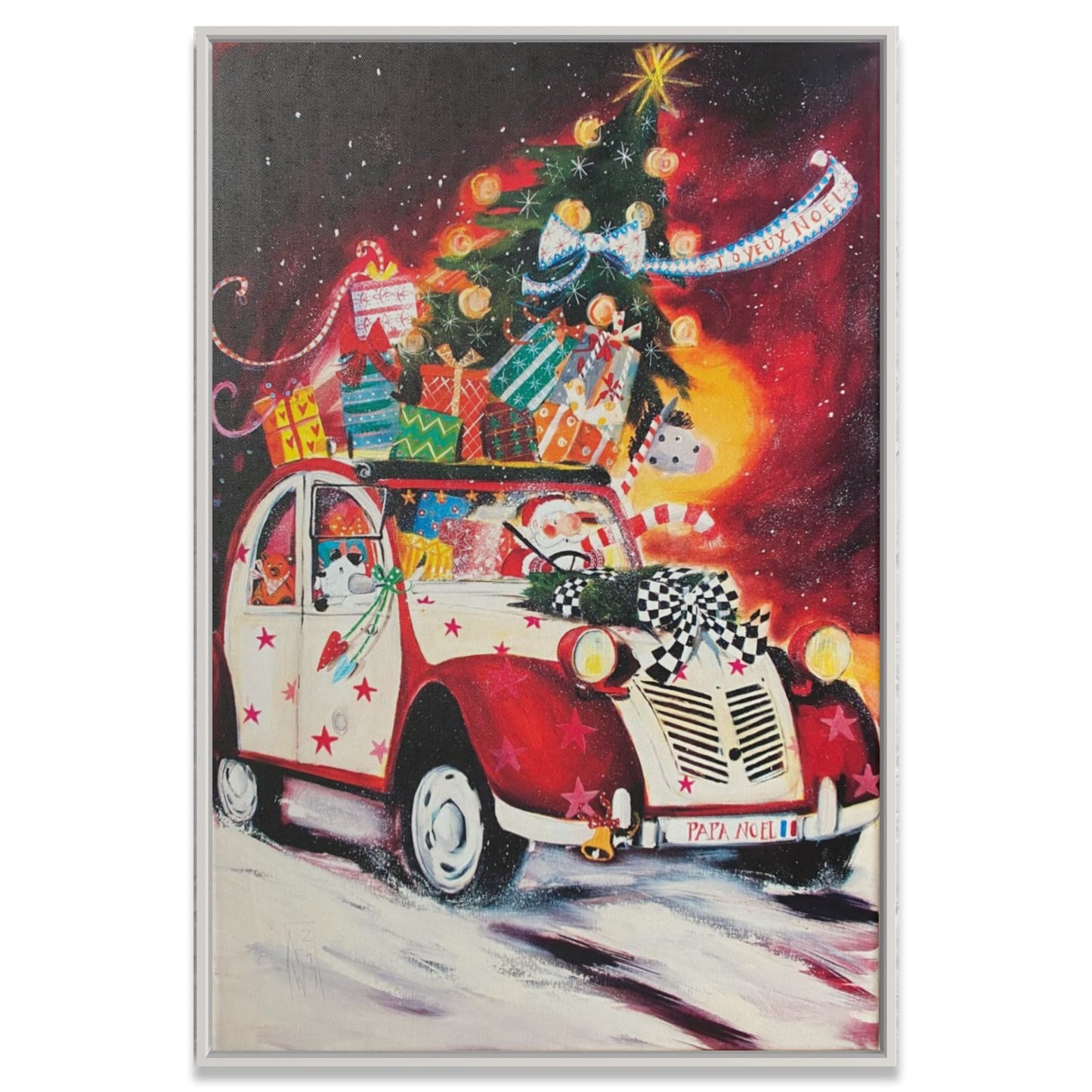 "Der Weihnachtsmann steuert eine Ente." - Leinwanddruck auf Keilrahmen - Atelier am Meer