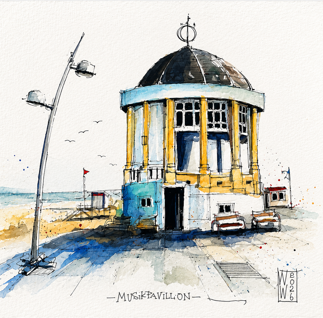 Musikpavillon Borkum - FineArt-Kunstdruck