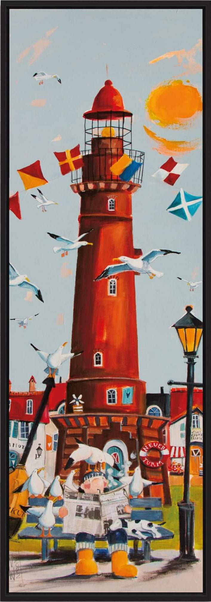 Der neue Leuchtturm von Borkum Leinwanddruck auf Keilrahmen gemalt von Nicole Wenning