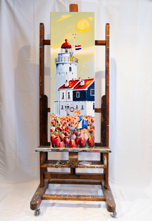 Der Leuchtturm van Marten aus Niederlande gemalt von Nicole Wenning Originalatelier am Meer Borkum