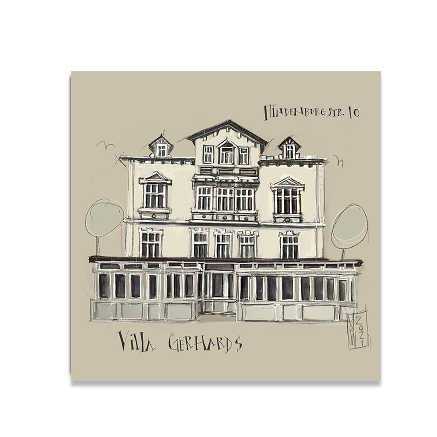 House of Borkum Leinwand, Druck auf Keilrahmen gemalt von Nicole Wenning