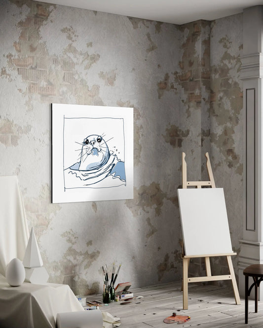 Seehund Kopf im Wasser auf Leinwand zum Ausmalen