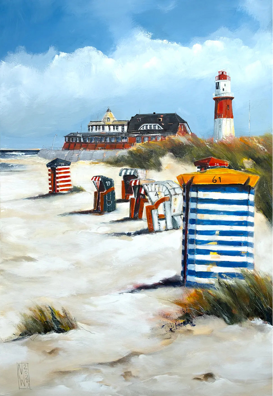 „Die heimliche Liebe am Südstrand von Borkum“ - Leinwanddruck auf Keilrahmen