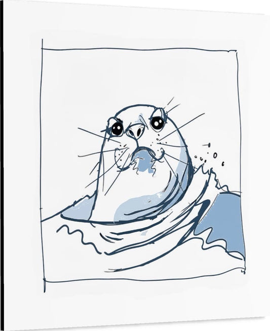 Seehund Kopf im Wasser auf Leinwand zum Ausmalen