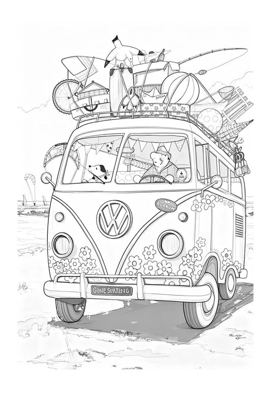 Sommer Bulli auf Leinwand - 40 x 60 cm