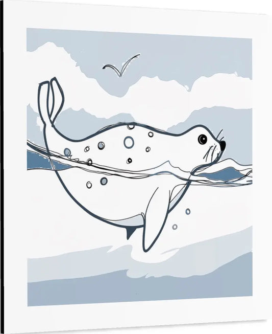 Seehund im Wasser auf Leinwand zum Ausmalen