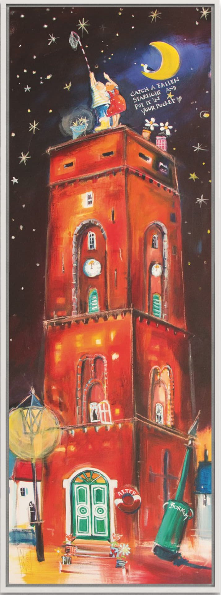 Der alte, Leuchtturm von Borkum Leinwanddruck auf Keilrahmen gemalt von Nicole Wenning