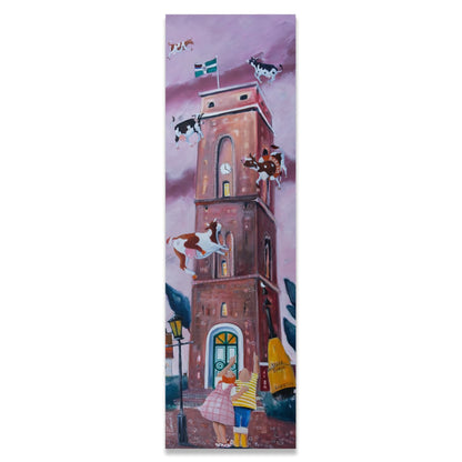 Der alte Turm von Borkum Leinwanddruck auf Keilrahmen gemalt von Nicole Wenning