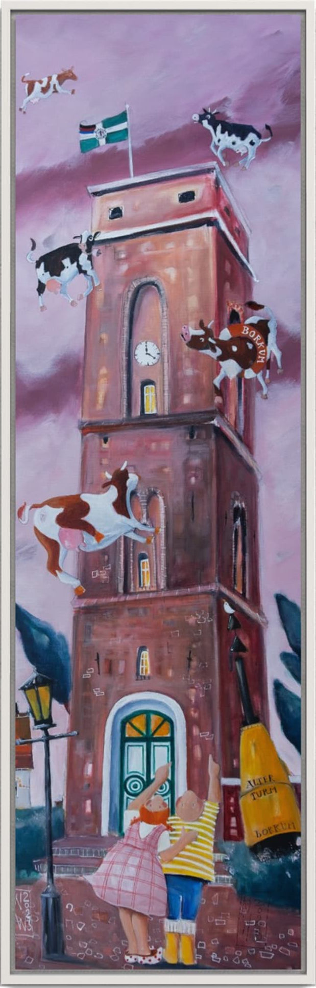 Der alte Turm von Borkum Leinwanddruck auf Keilrahmen gemalt von Nicole Wenning