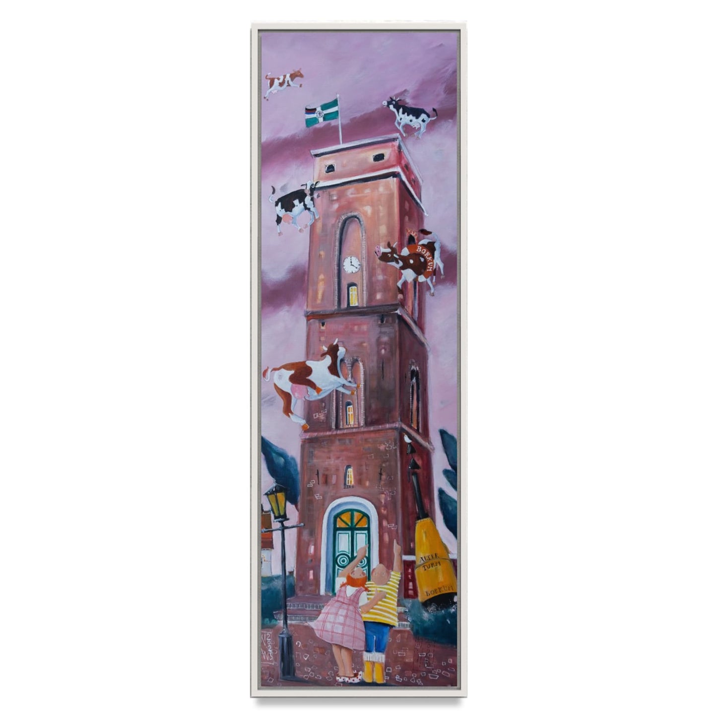 Der alte Leuchtturm Borkum - Leinwanddruck auf Keilrahmen