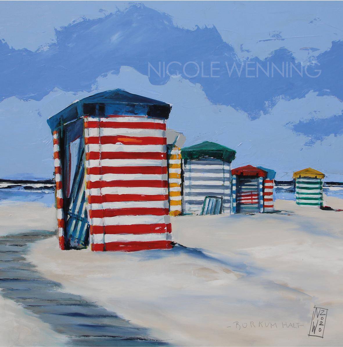 Borkumer Strandzelte gemalt von Nicole Wenning