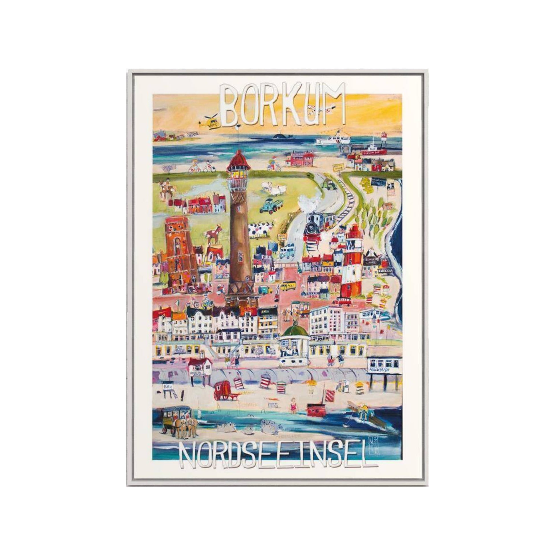 Borkum Wimmelbild gemalt von Nicole Wenning, Feinart, Print