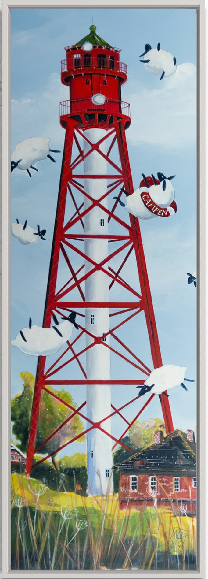 Der Leuchtturm von Campen Leinwanddruck auf Keilrahmen gemalt von Nicole Wenning