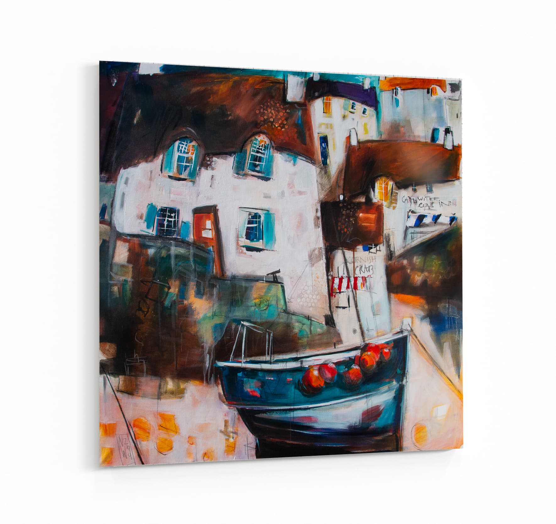 Cornish harbour -Leinwanddruck auf Keilrahmen - 60 x 60 cm - Atelier am Meer 