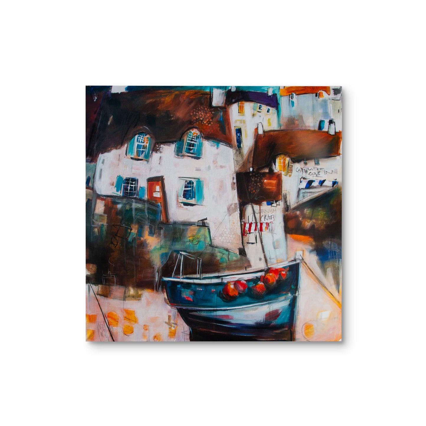 Cornish harbour -Leinwanddruck auf Keilrahmen - 60 x 60 cm