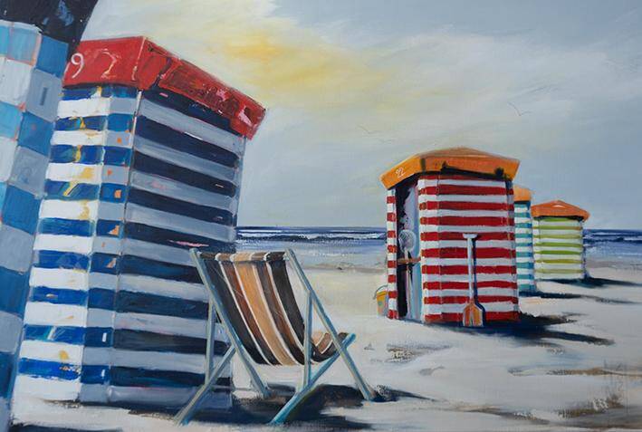 Borkumer Strandzelte gemalt von Nicole Wenning